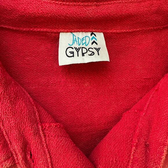 Faded Gypsy Rust Cotton Button Up Sweatshirt Shacket, Oversized, size Medium - Picture 4 of 9